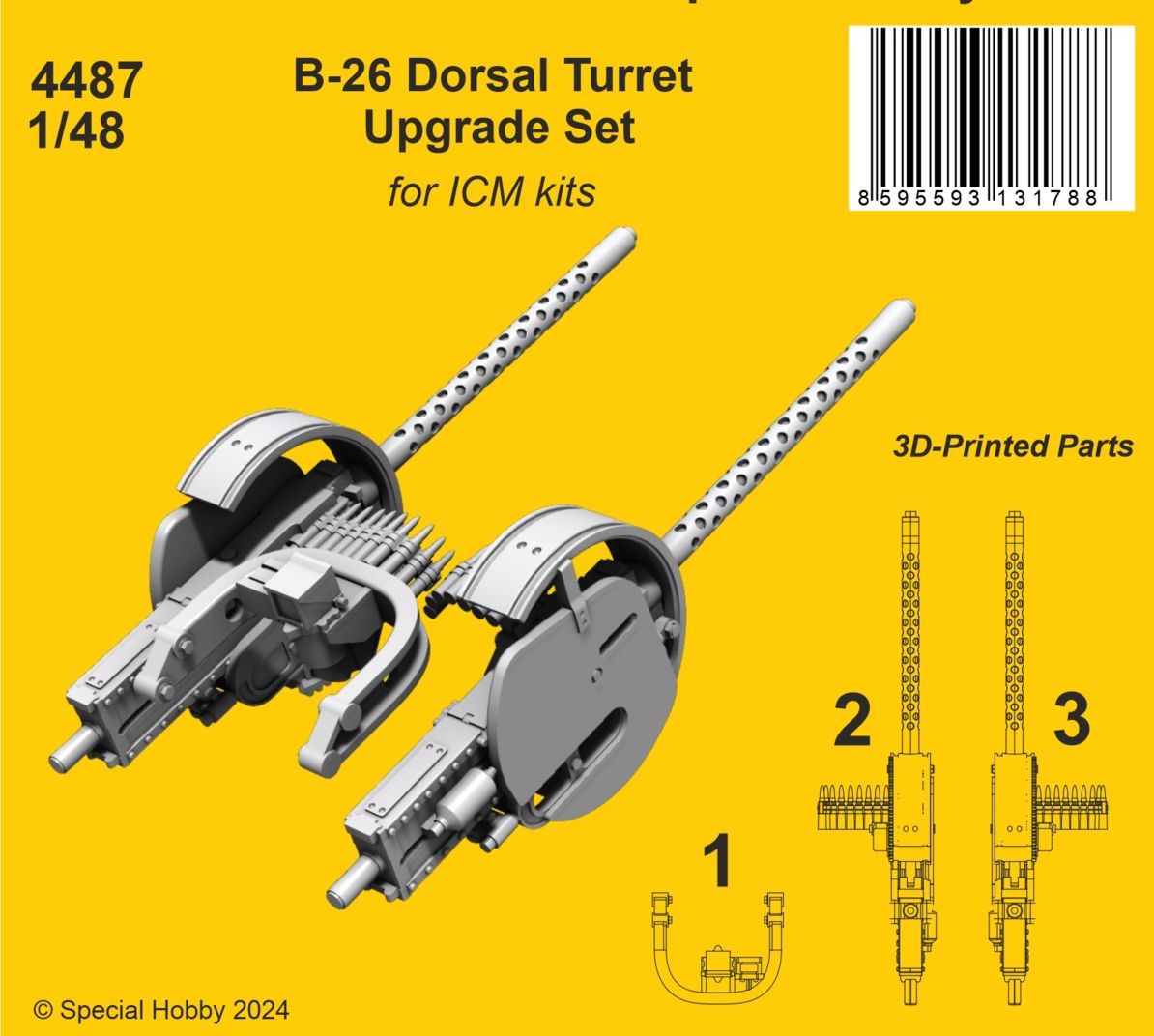 Дополнения из смолы 1/48 Martin B-26 Dorsal Turret Upgrade Set (ICM B-26B Marauder)