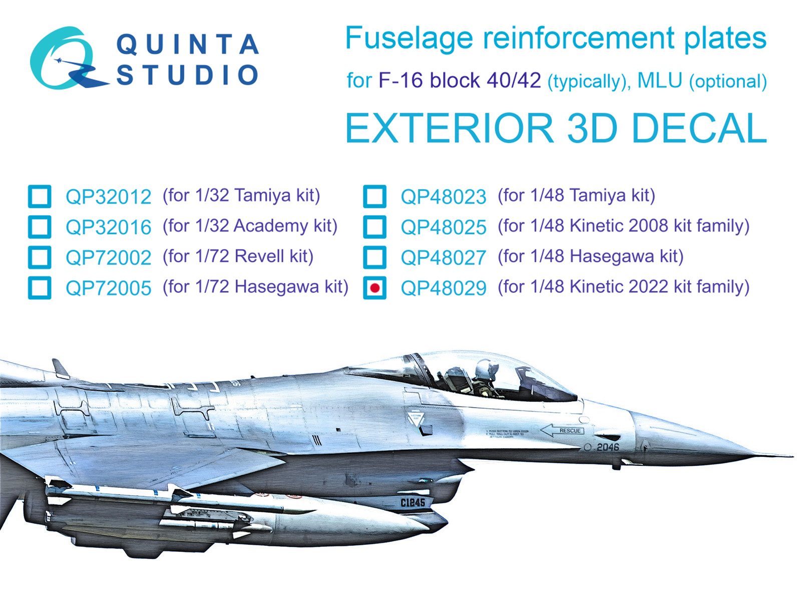 Усиливающие накладки для F-16 block 40/42 (Kinetic 2022г. разработки)