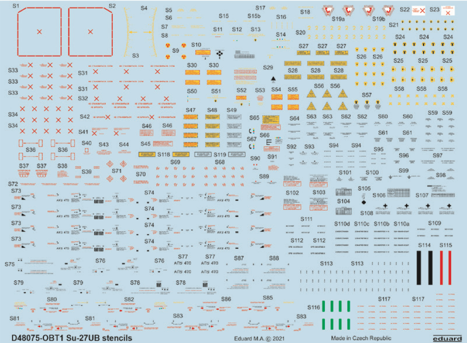 Декаль 1/48 Су-27УБ (технадписи)