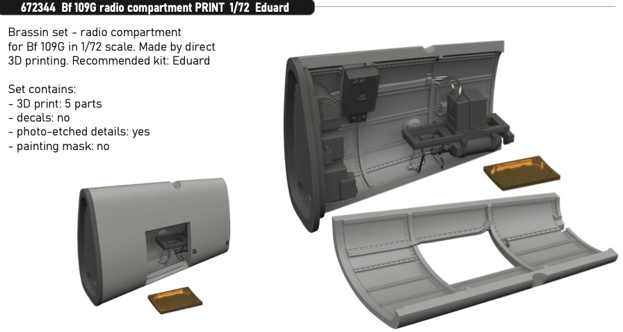 Дополнения из смолы 1/72 Радио отсек Messerschmitt Bf-109G (для модели Eduard) 