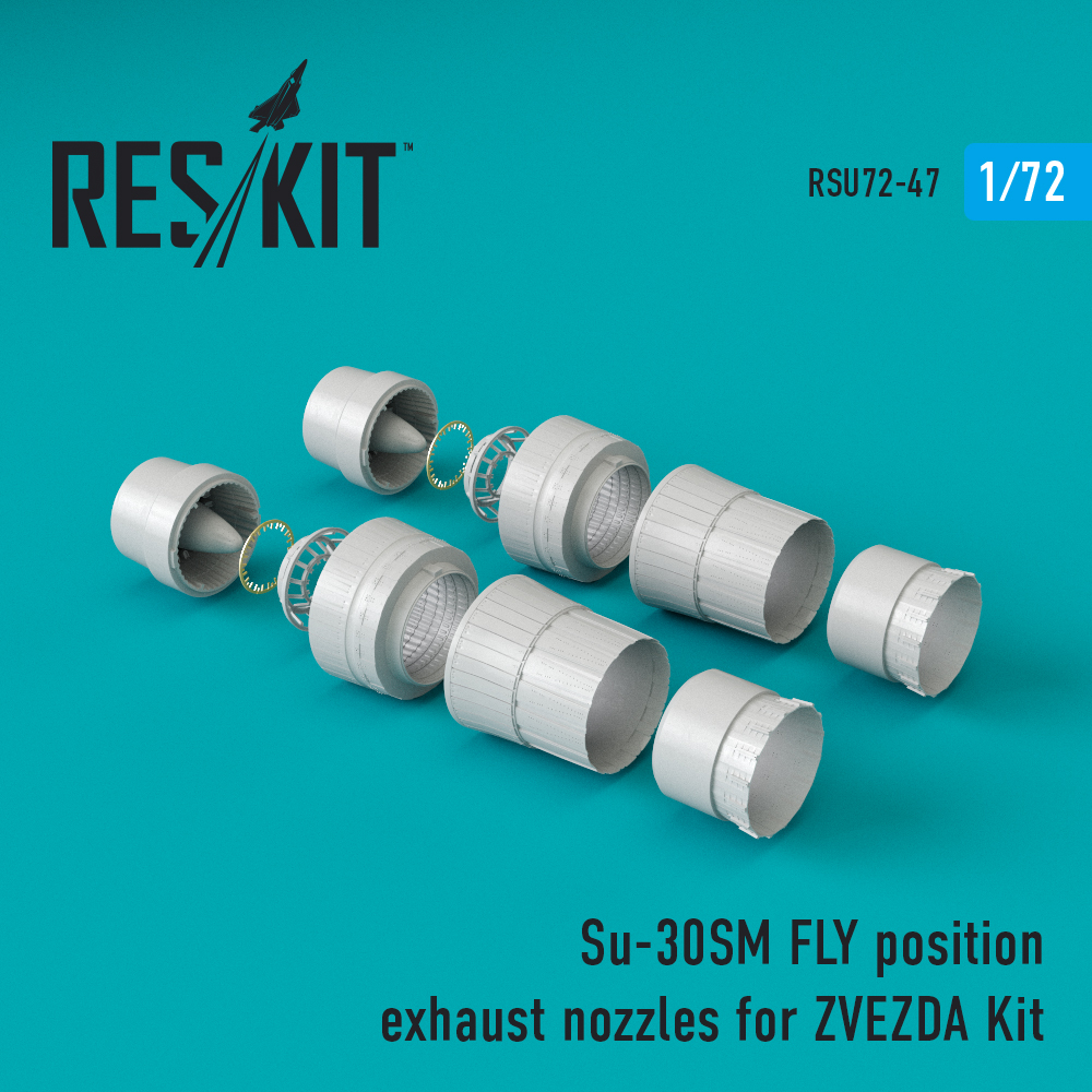 Дополнения из смолы 1/72 Sukhoi Su-30SM (Flanker H) flying position exhaust nozzles (ResKit)