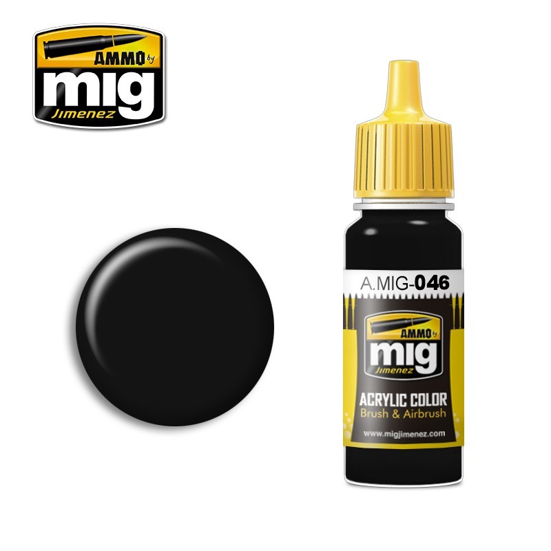 Краска акриловая MATT BLACK (Матовый черный) (Ammo Mig) (17ml)