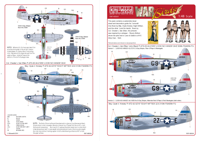 Декаль 1/48 Republic P-47D Thunderbolt Eight Nifties-"LOOK NO HANDS" (Kits-World)