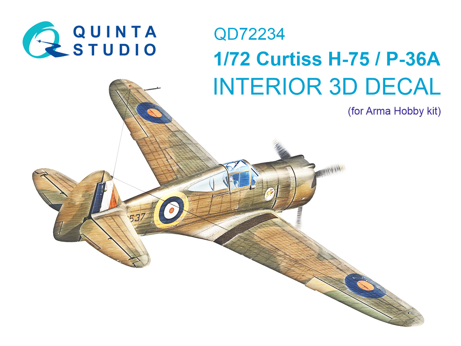 3D Декаль интерьера кабины Curtiss H-75 Hawk/P-36A (Arma Hobby)