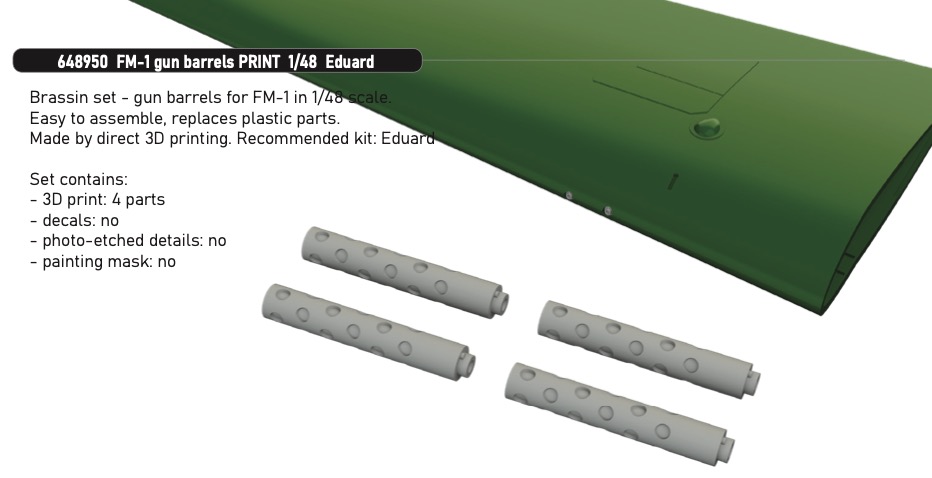 Дополнения из смолы 1/48 Стволы пушки General-Motors FM-1 Wildcat  (для модели Eduard)