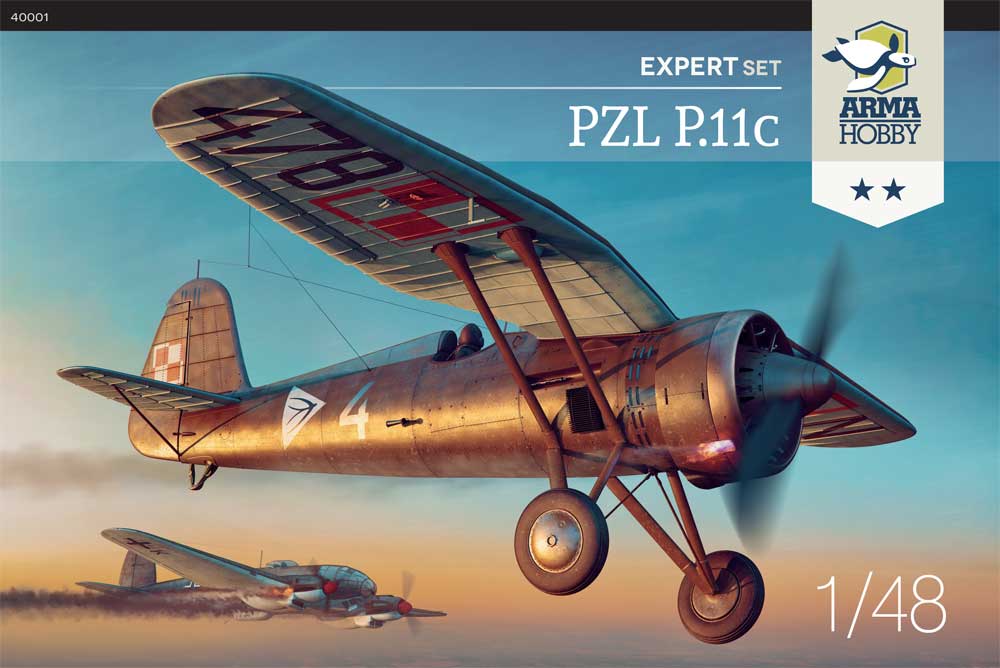 Сборная модель 1/48 PZL P.11c Expert Set (Arma Hobby)