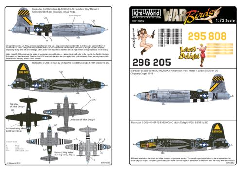 Декаль 1/72 Martin B-26B Marauders. 42-96205/KX-N Hamilton (Kits-World)
