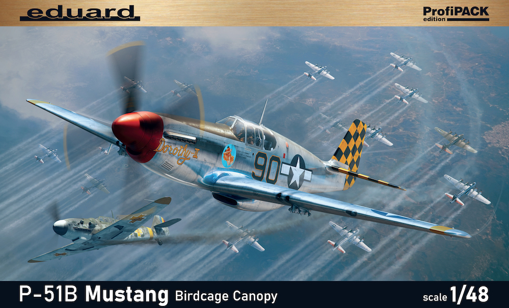 Сборная модель 1/48 P-51B Mustang Birdcage canopy  (Eduard kits) (повреждённая упаковка)