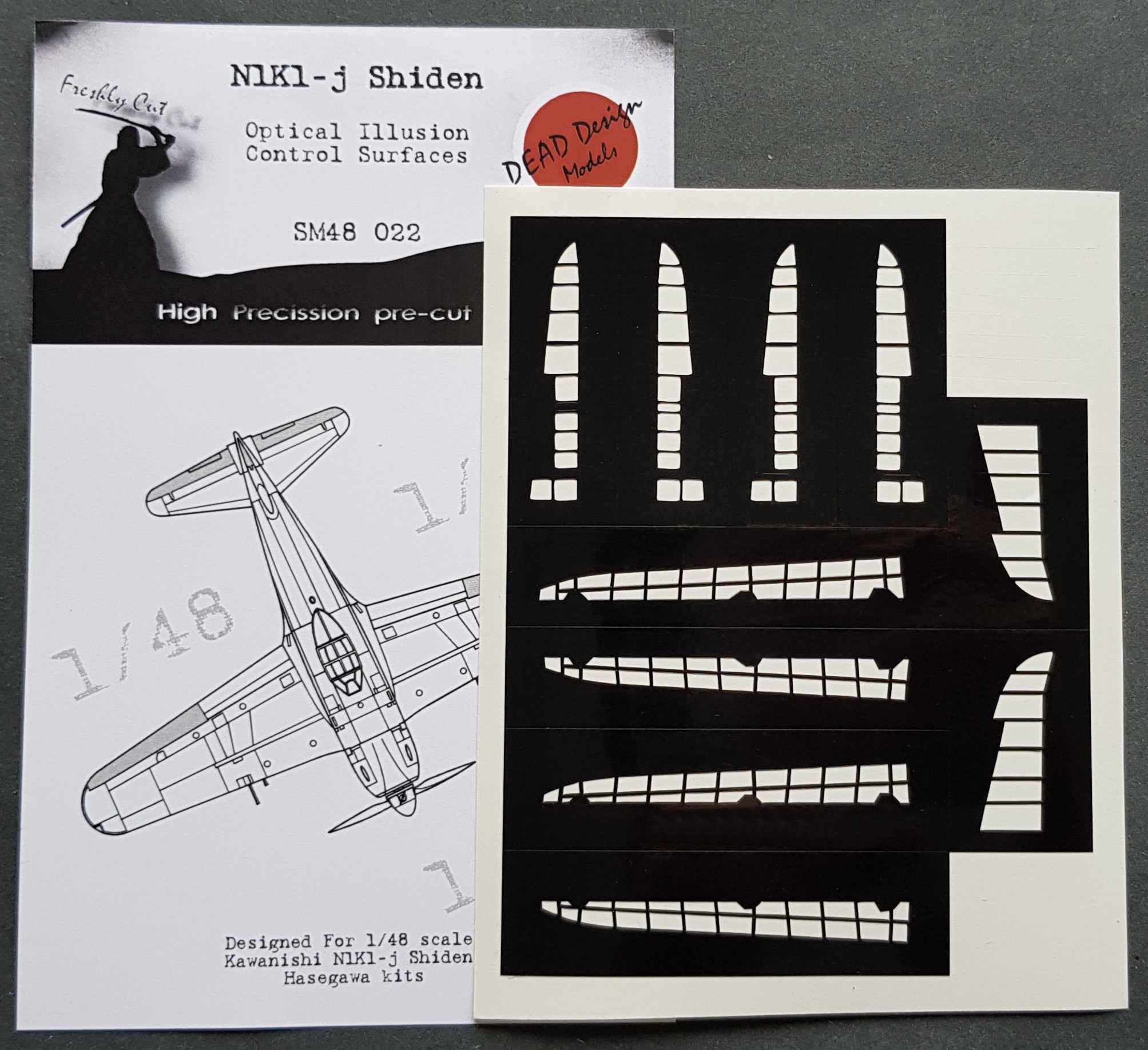 Kawanishi N1K1-J Shiden 3D/optical illusion paint mask for control surfaces (Hasegawa)