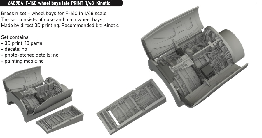 Дополнения из смолы 1/48 Ниша шасси для Lockheed-Martin F-16C (late) (для модели Kinetic Model kits)