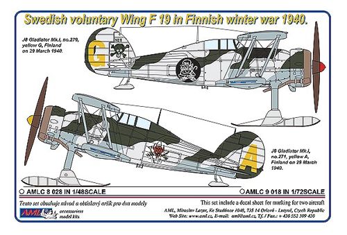 Декаль 1/72 Swedish voluntary Wing F19 in Finnish winter war 1940 (AML)