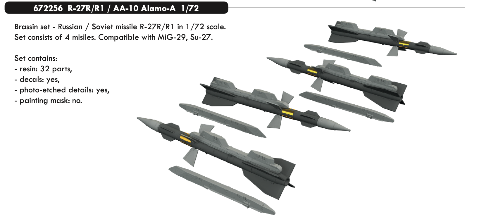Дополнения из смолы 1/72 R-27R/R1 / AA-10 Alamo-A