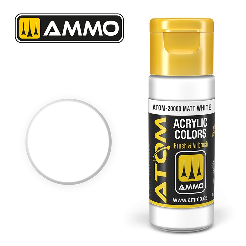 Краска акриловая ATOM Белый матовый (Ammo Mig) (20ml)