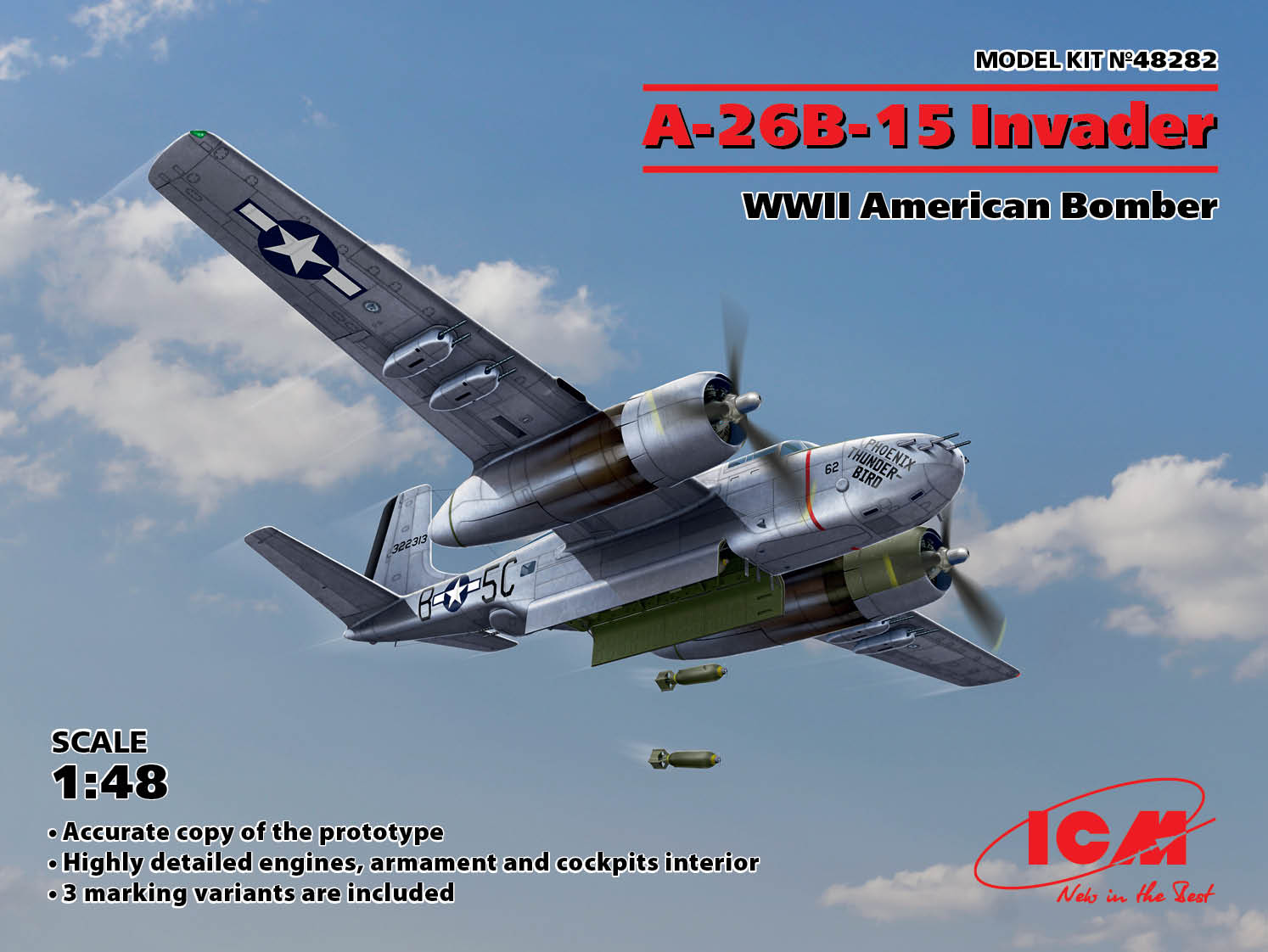 Сборная модель 1/48 A-26B-15 Invader American WWII Bomber (ICM)