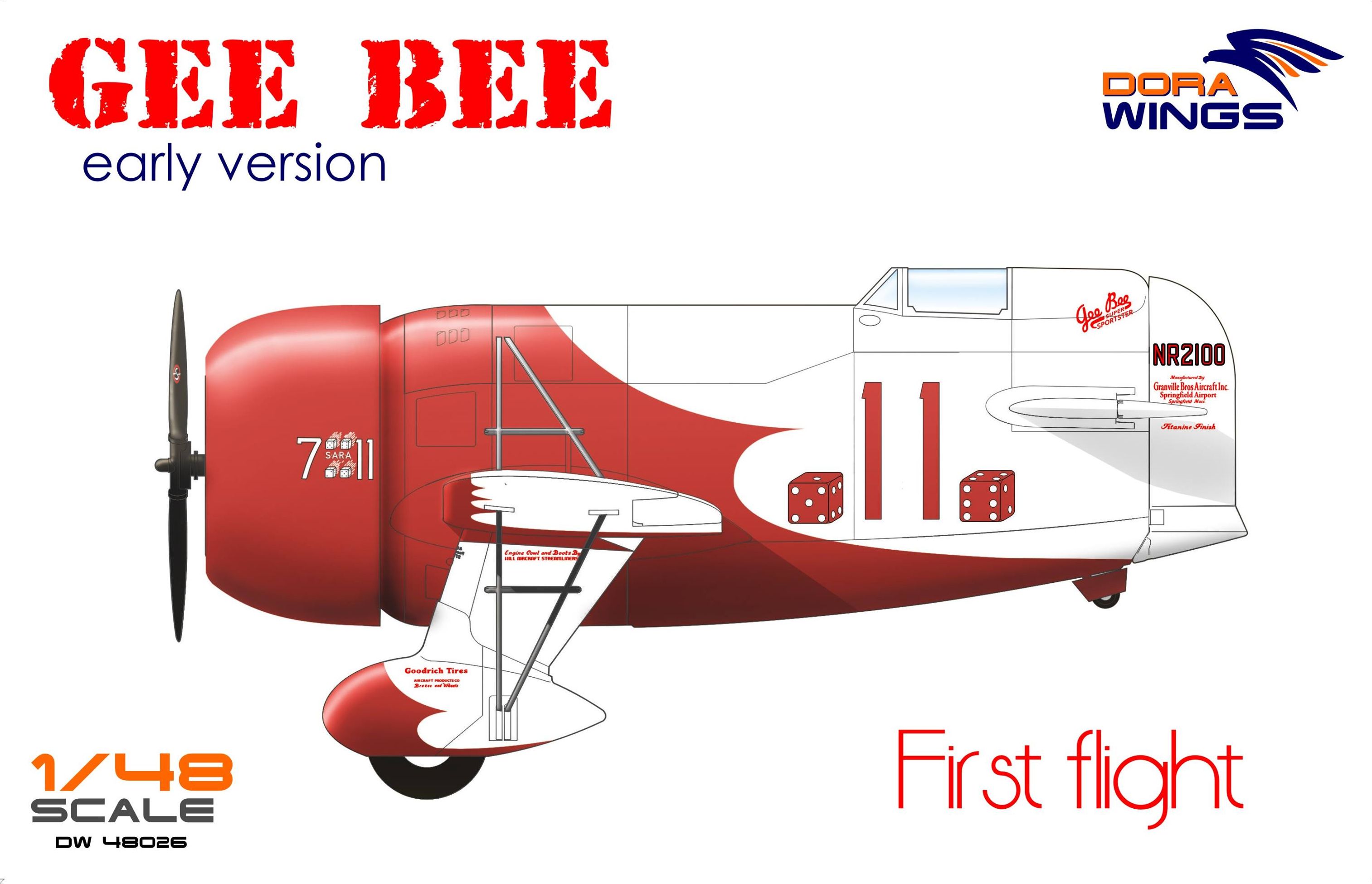 Сборная модель 1/48 Gee Bee Super Sportster R-1 (early version) (Dora Wings)