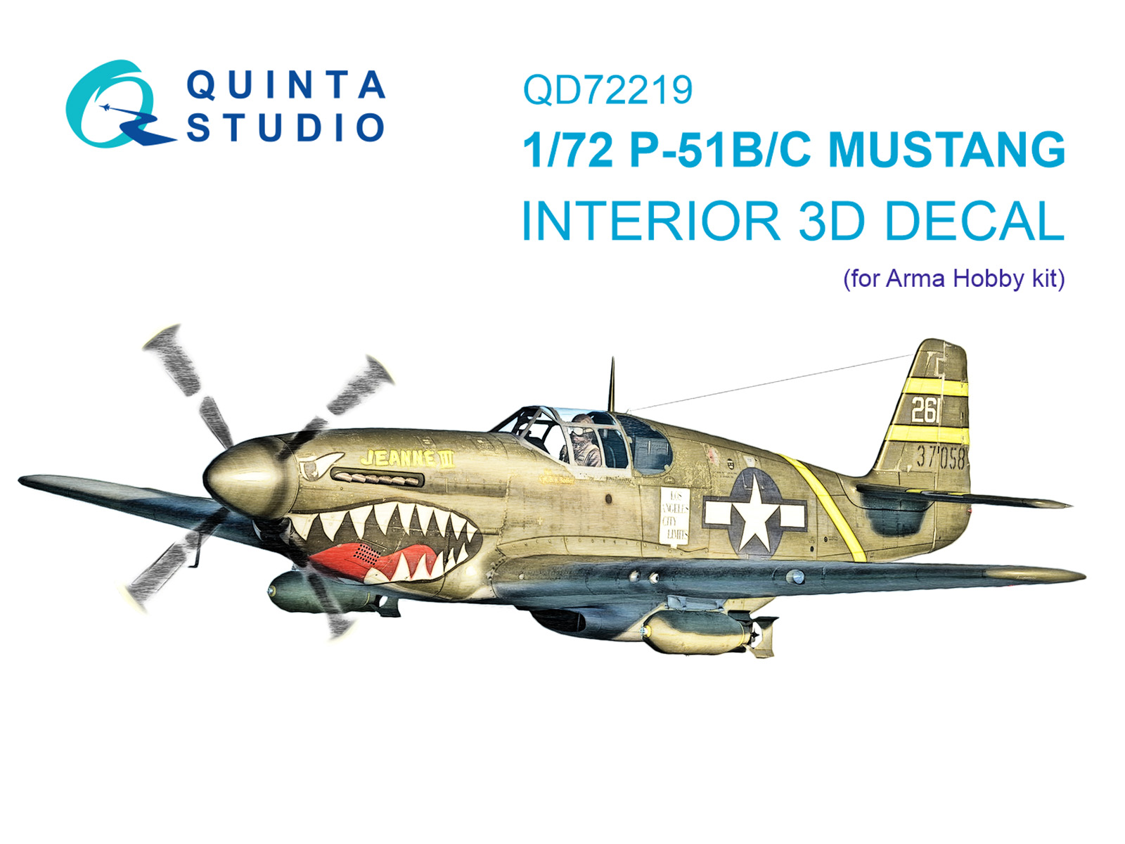3D Декаль интерьера кабины P-51B/P-51C Mustang (Arma Hobby)