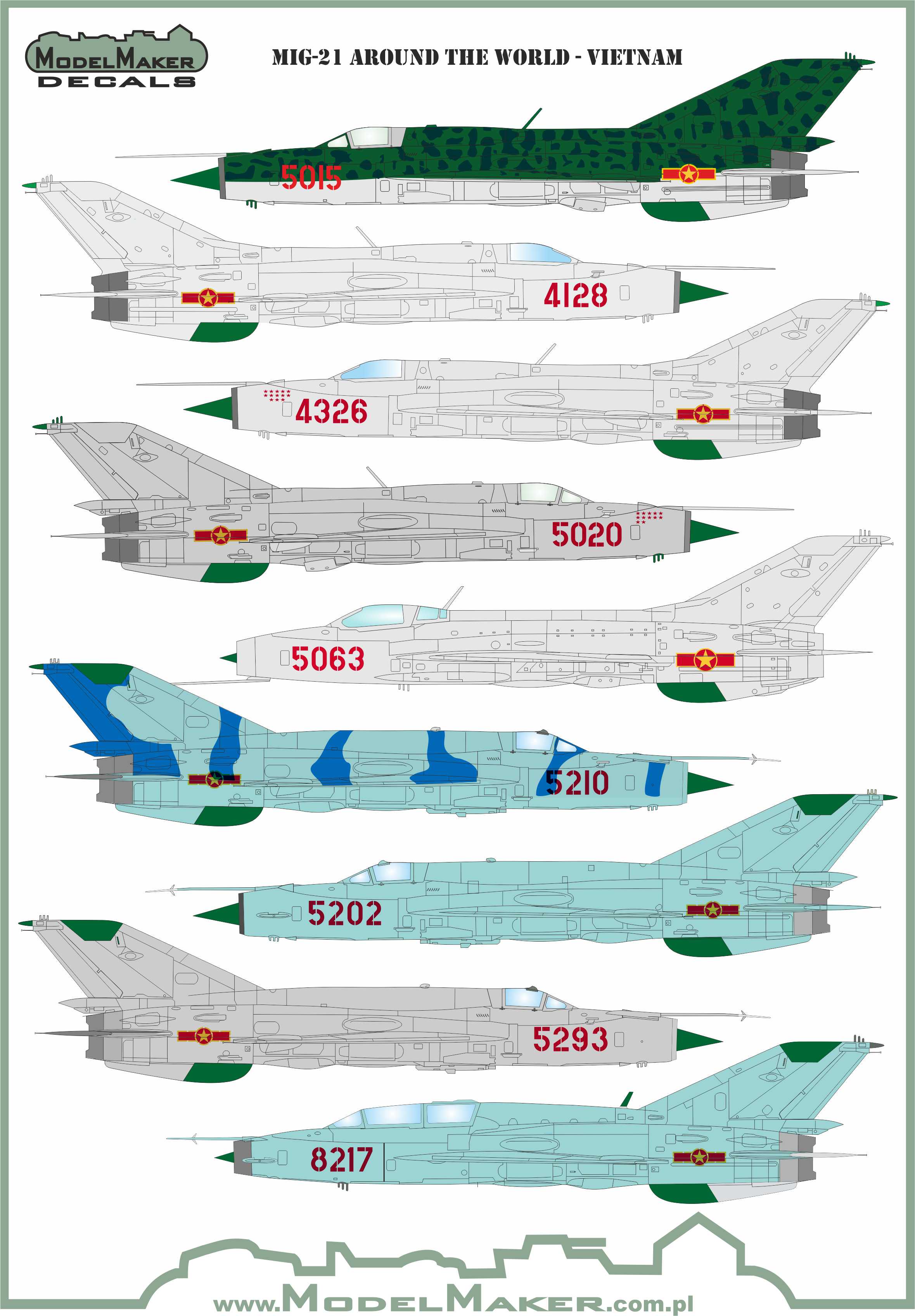 Декаль 1/72 Mikoyan MiG-21 Vietnam (Model Maker Decals)