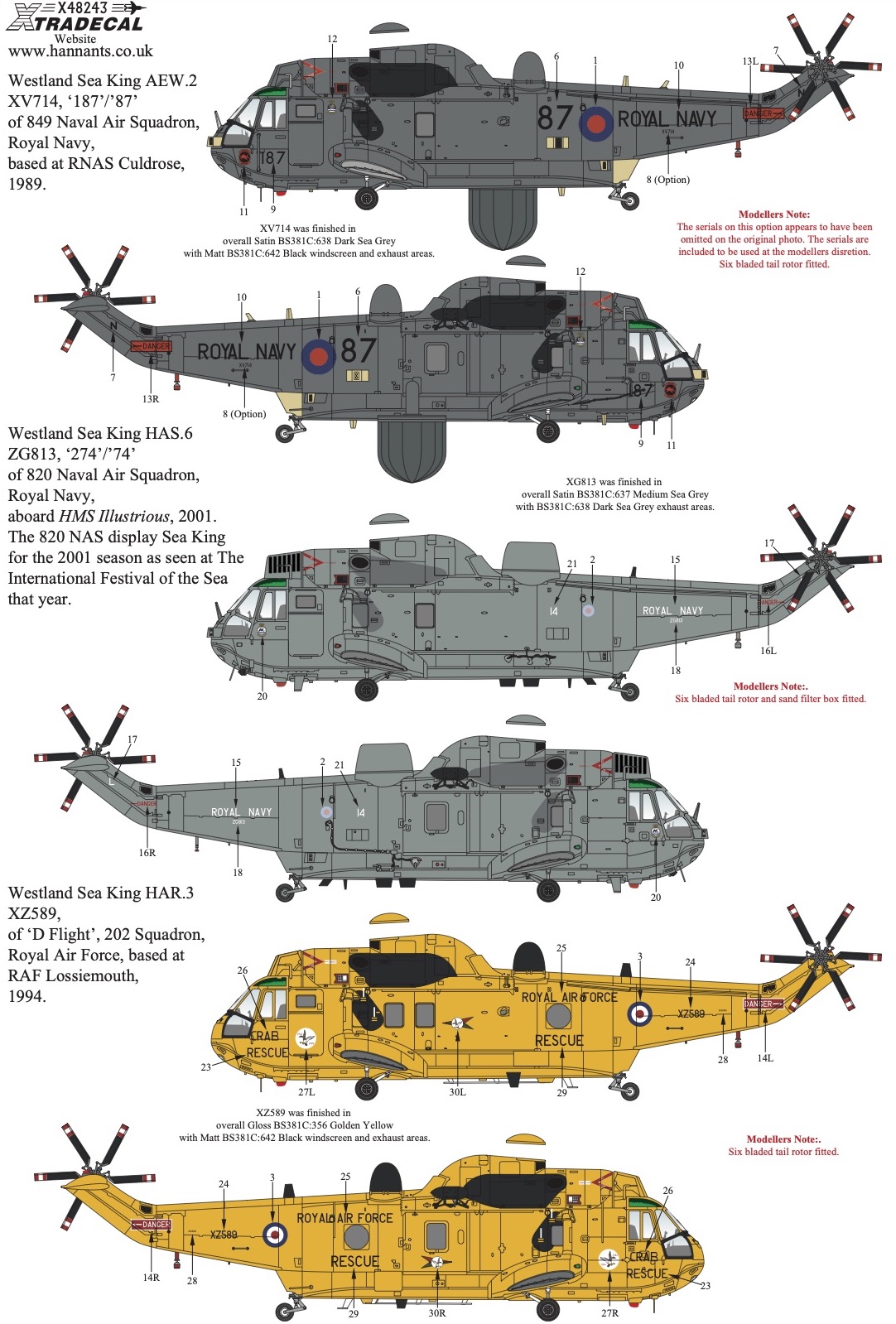 Декаль 1/48  Westland Sea King Collection Pt1 (7) (Xtradecal)