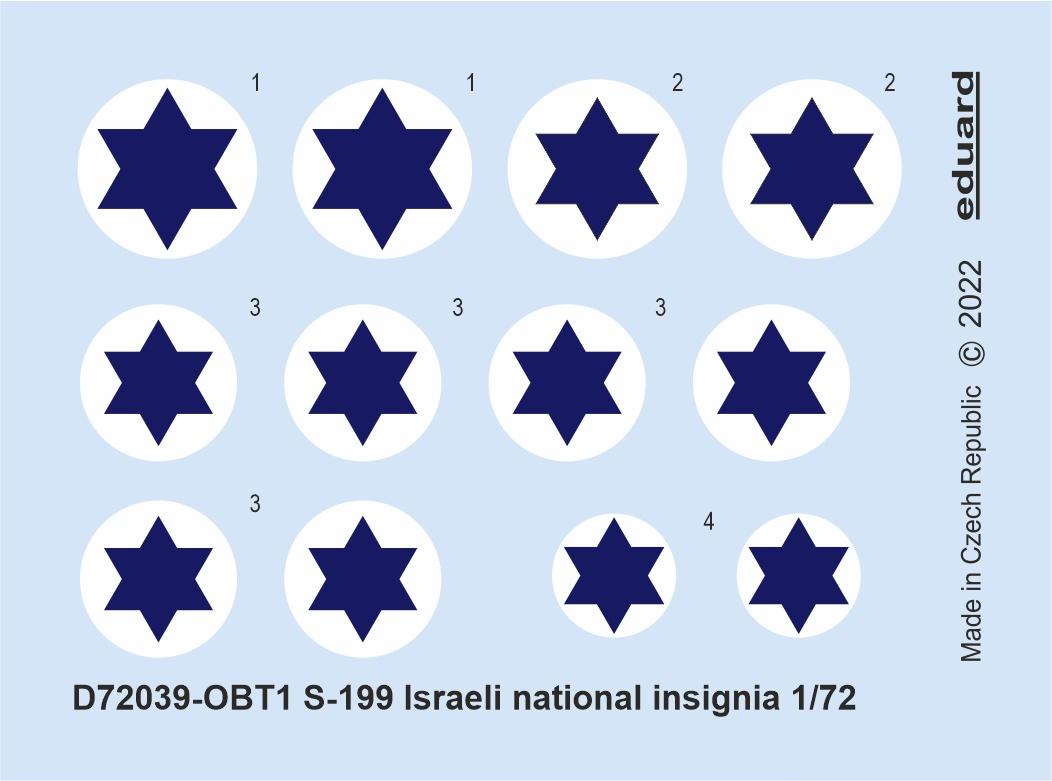 Декаль 1/72 S-199 Israeli national insignia (EDU)