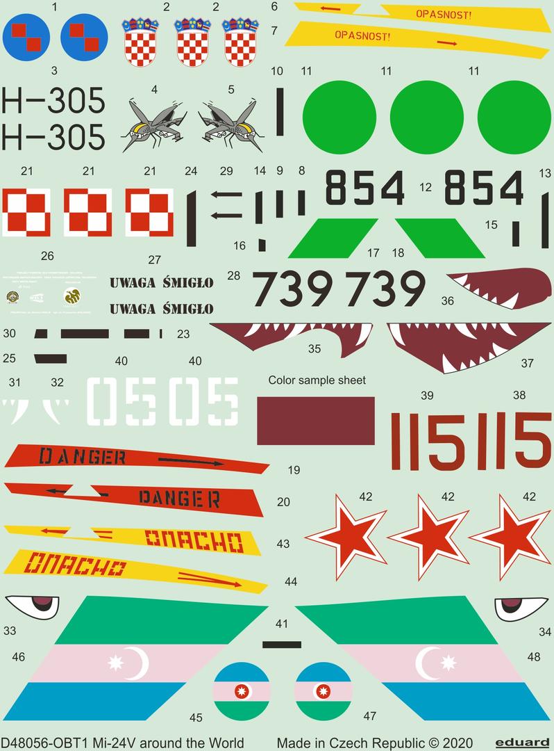 Декаль 1/48 Ми-24В по всему миру (ZVE)