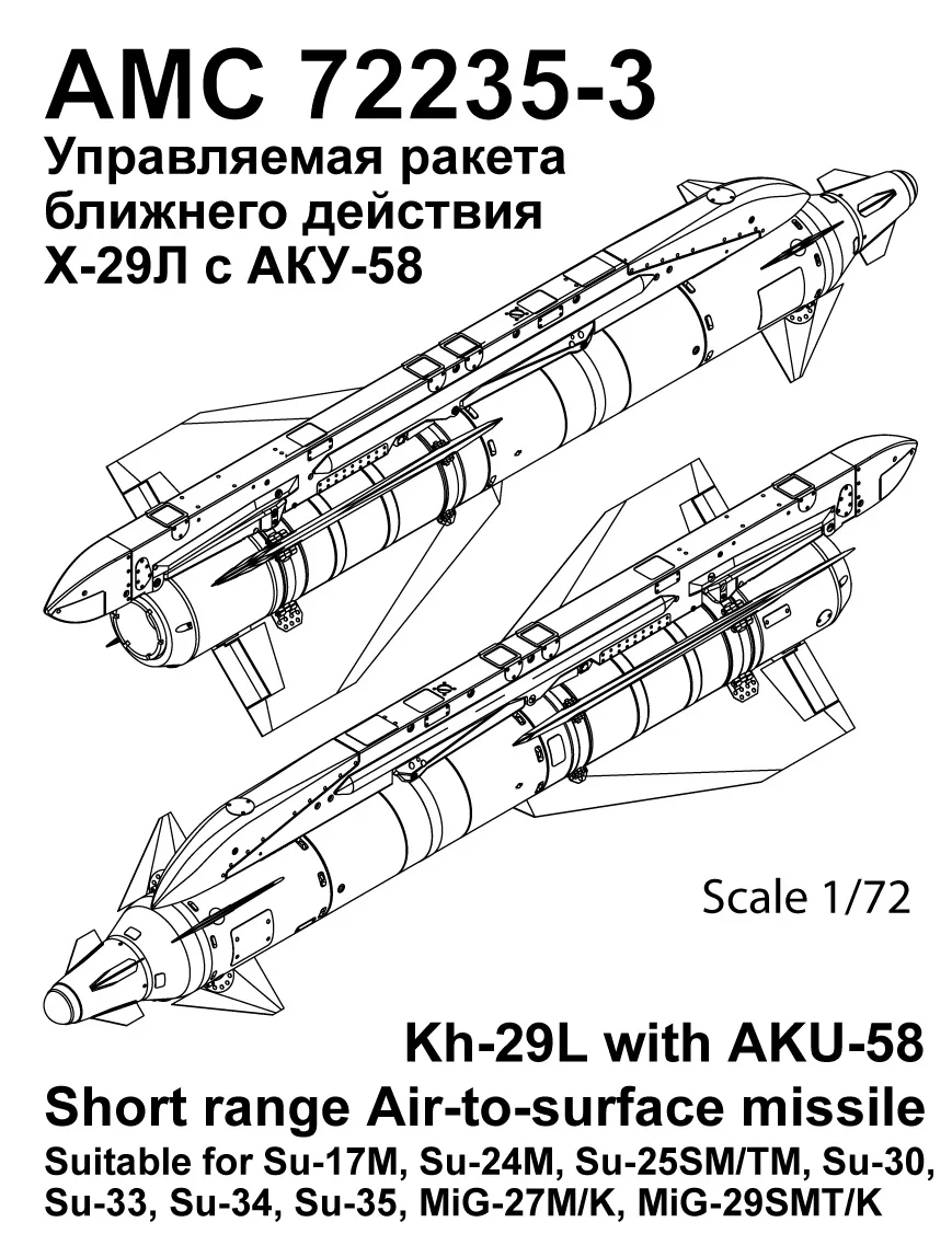 Дополнения из смолы 1/72 Авиационная управляемая ракета Х-29Л с АKУ-58(Advanced Modeling)