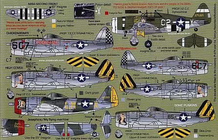 Декаль 1/48 Republic P-47D Thunderbolt Miss Second Front.Chickenbones.High Cover (Zotz)