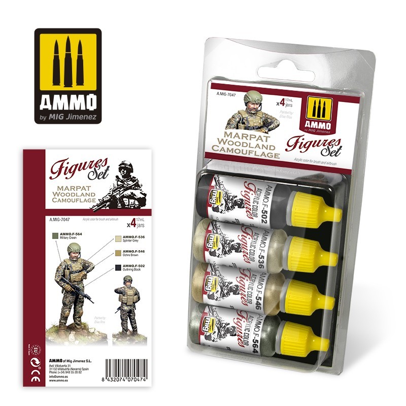 Набор акриловых красок Marpat Woodland Camouflage Figures Set (Ammo Mig) (4x17ml)