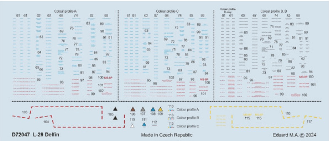 Декаль 1/72 L-29 stencils (EDU/AMK)