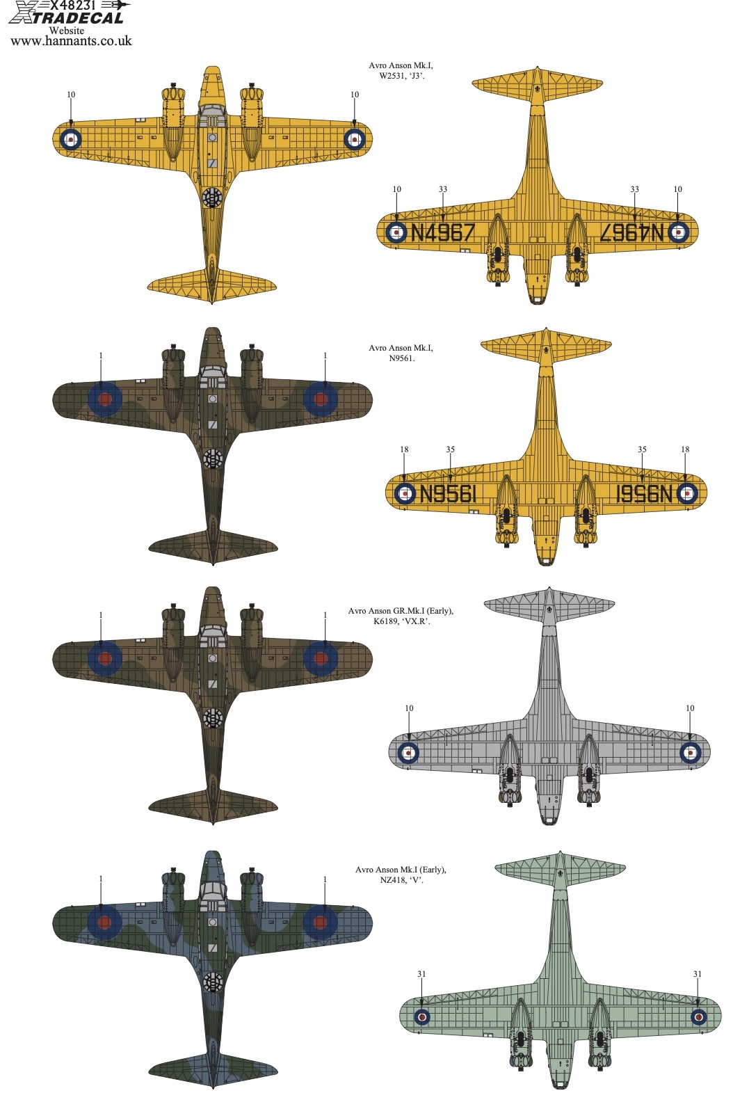 Декаль 1/48 Avro Anson Mk.I Part 1 (6) (Xtradecal)