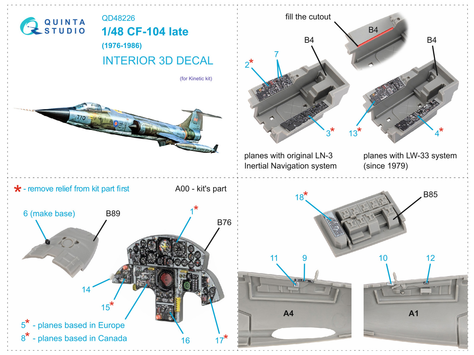 3D Декаль интерьера кабины CF-104 Late (Kinetic)