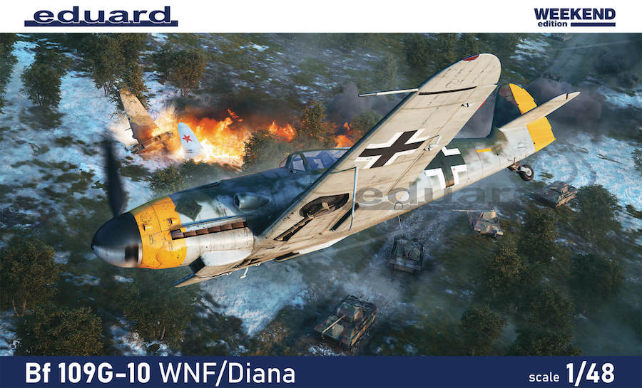 Сборная модель 1/48 Messerschmitt Bf-109G-10 WNF/Diana Weekend edition (Eduard kits) (damage box)