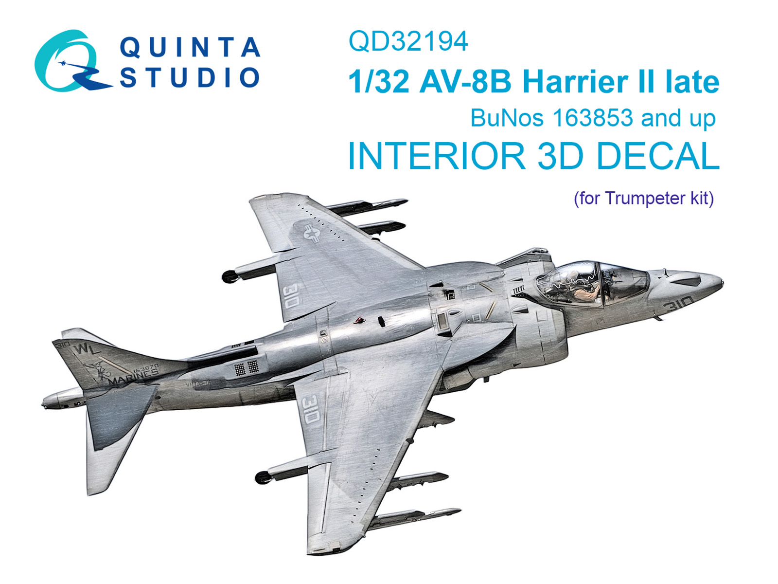 3D Декаль интерьера кабины AV-8B Harrier II поздний (Trumpeter)