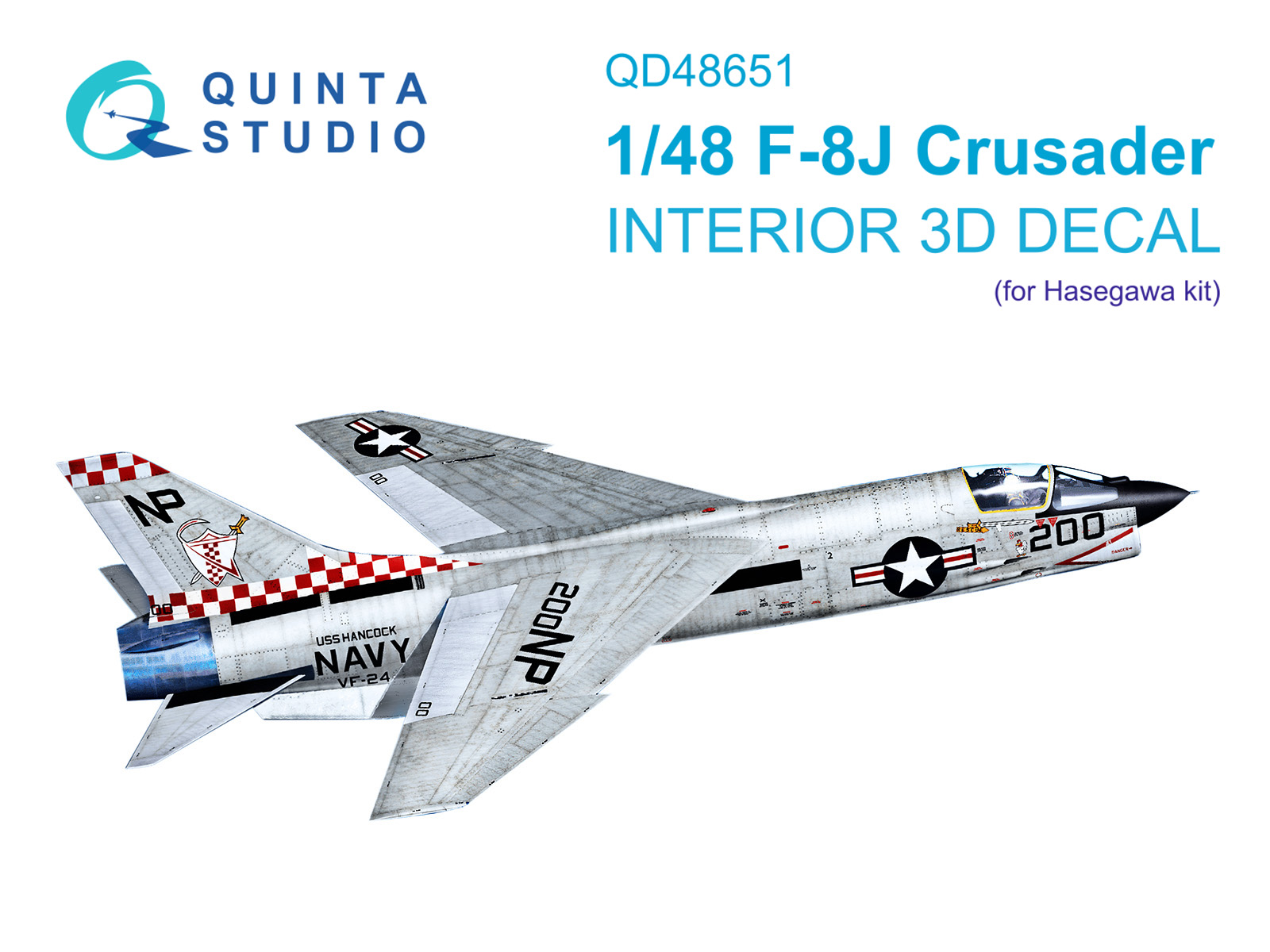 3D Декаль интерьера кабины F-8J Crusader (Hasegawa/Hobby 2000)