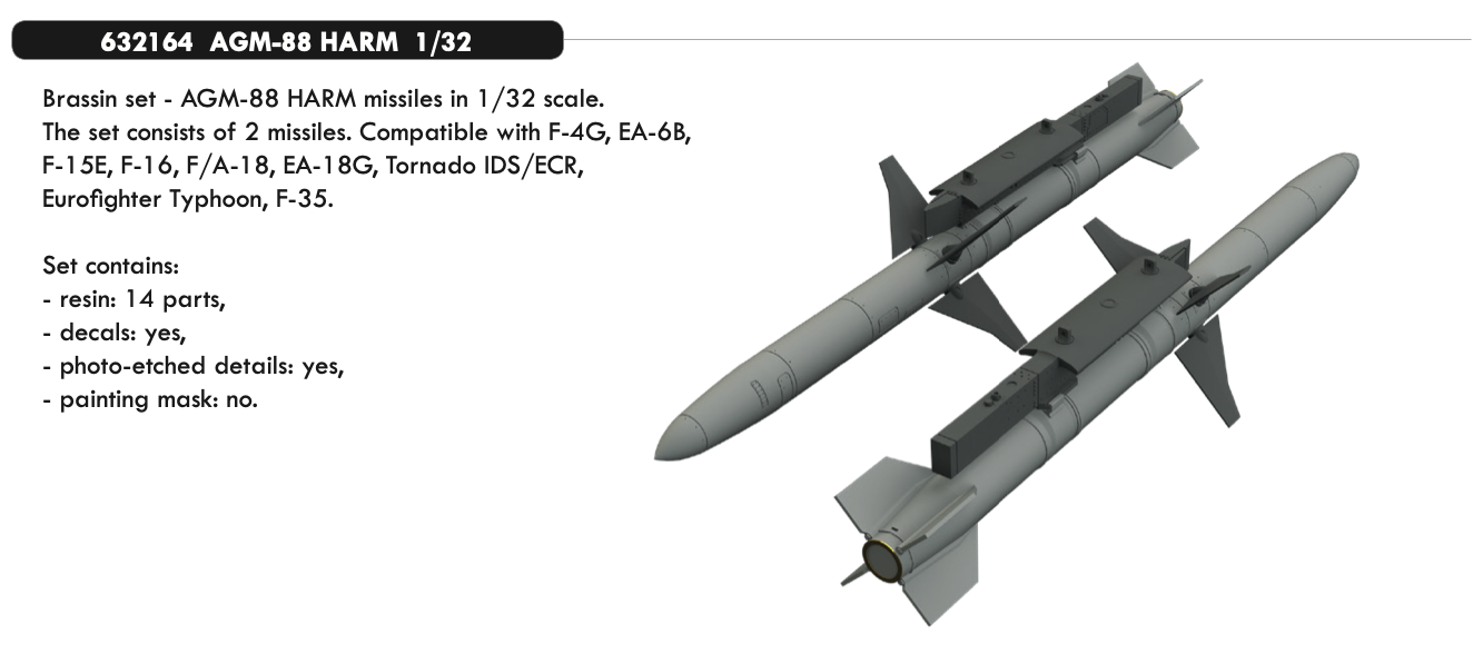 Дополнения из смолы 1/32 Ракеты AGM-88 HARM