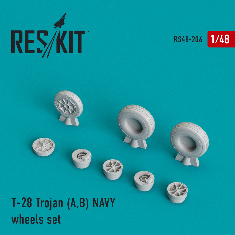 Дополнения из смолы 1/48 North-American T-28A/T-28B Trojan NAVY wheels set (ResKit)