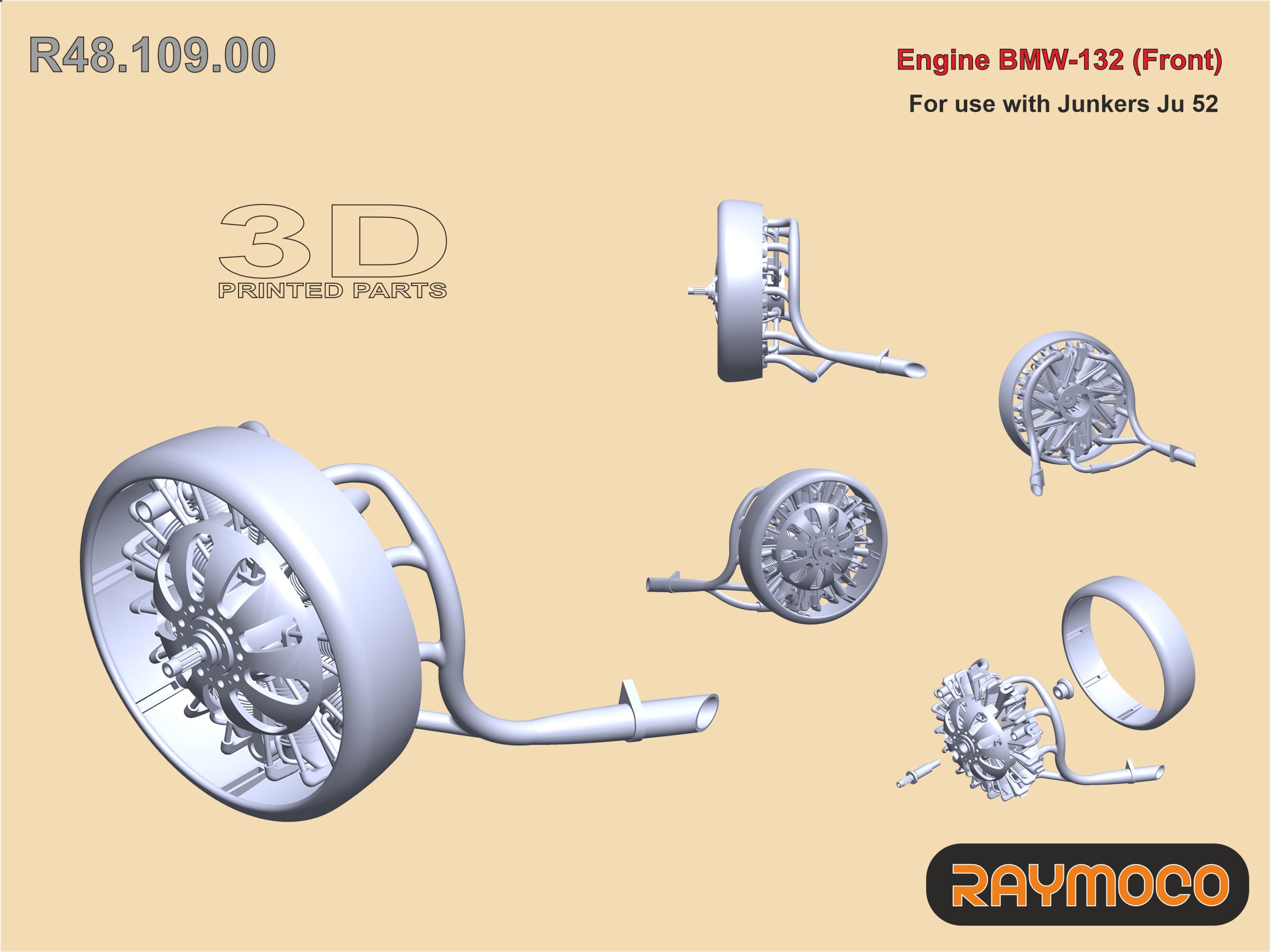 Дополнения из смолы 1/48 Engine BMW-132 Front (Raymoco)