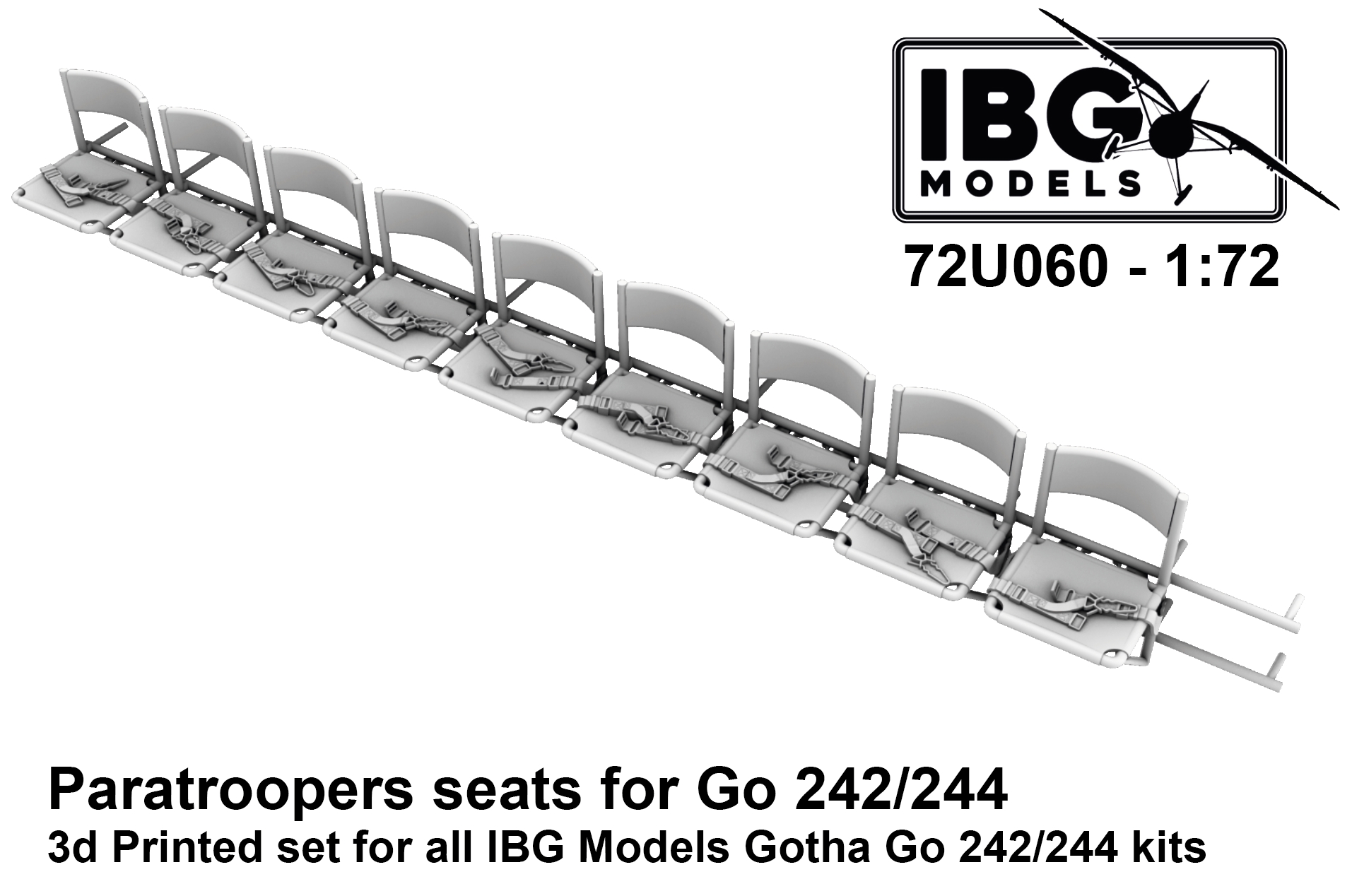 Дополнения из смолы 1/72 Десантные кресла Gotha Go-242A-1/Go-244 (для модели IBG)