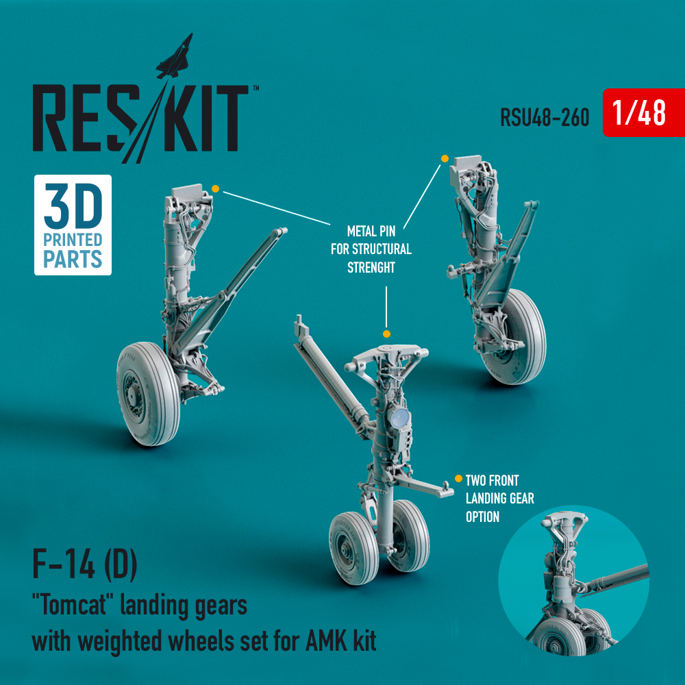 Дополнения из смолы 1/48 Grumman F-14D Tomcat landing gears with weighted wheels set (ResKit)