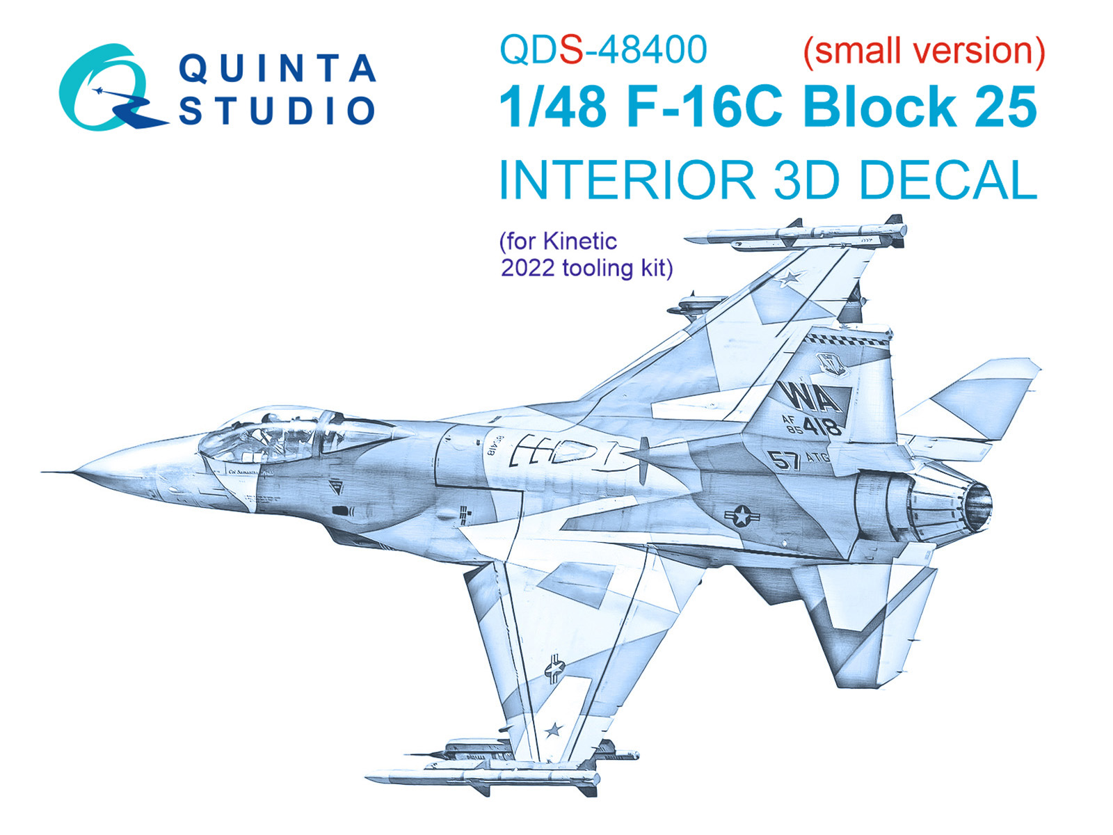 3D Декаль интерьера кабины F-16C block 25 (Kinetic 2022г. разработки) (Малая версия)