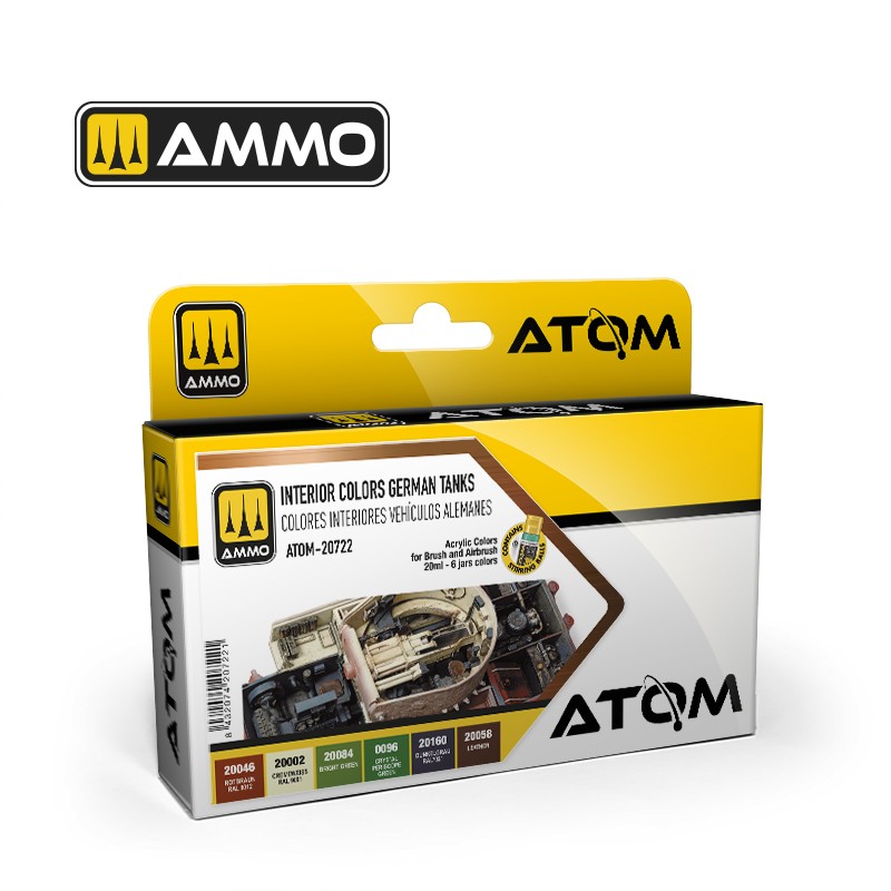 Набор акриловых красок ATOM Цвета интерьера немецких танков 20 ml x 6 (Ammo Mig)