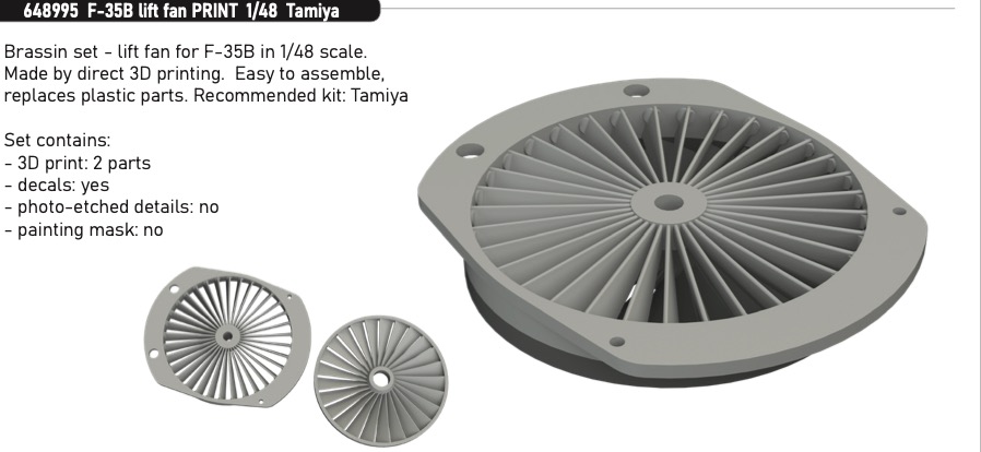 Дополнения из смолы 1/48 Lockheed-Martin F-35B Lightning II lift fan (Tamiya kits)