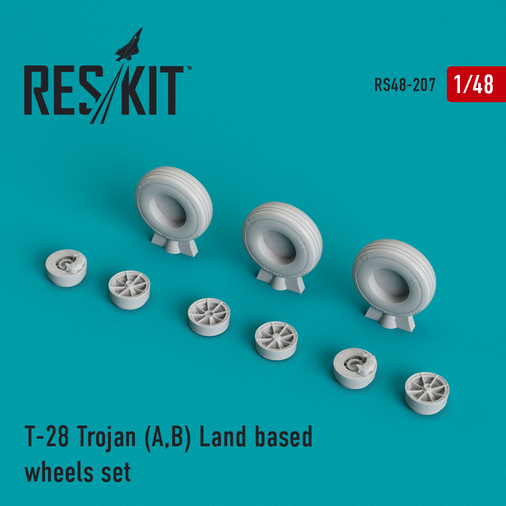 Дополнения из смолы 1/48 North-American T-28A/T-28B Trojan Land based wheels set (ResKit)