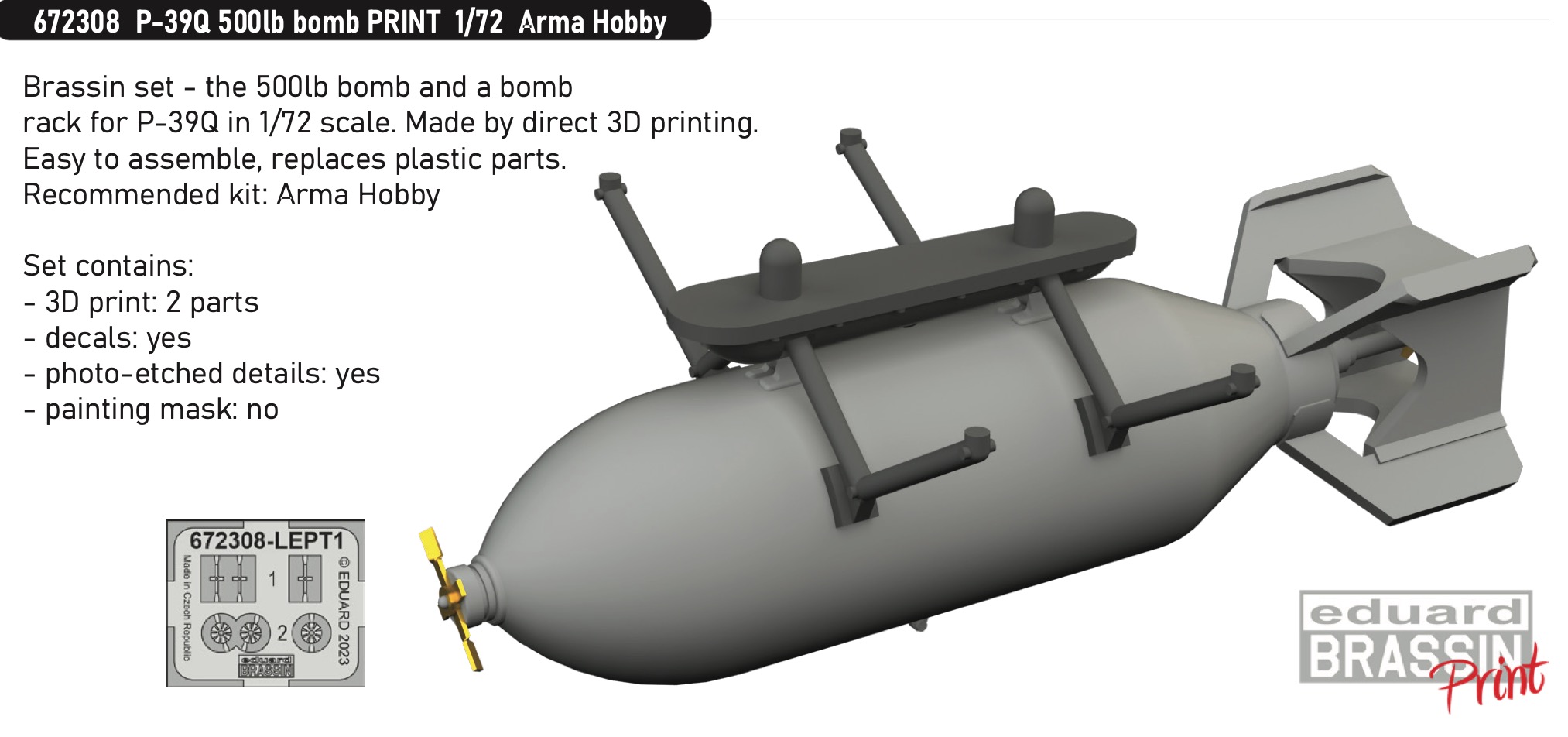 Дополнения из смолы 1/72 Bell P-39Q Airacobra 500lb bomb (для модели Arma Hobby)