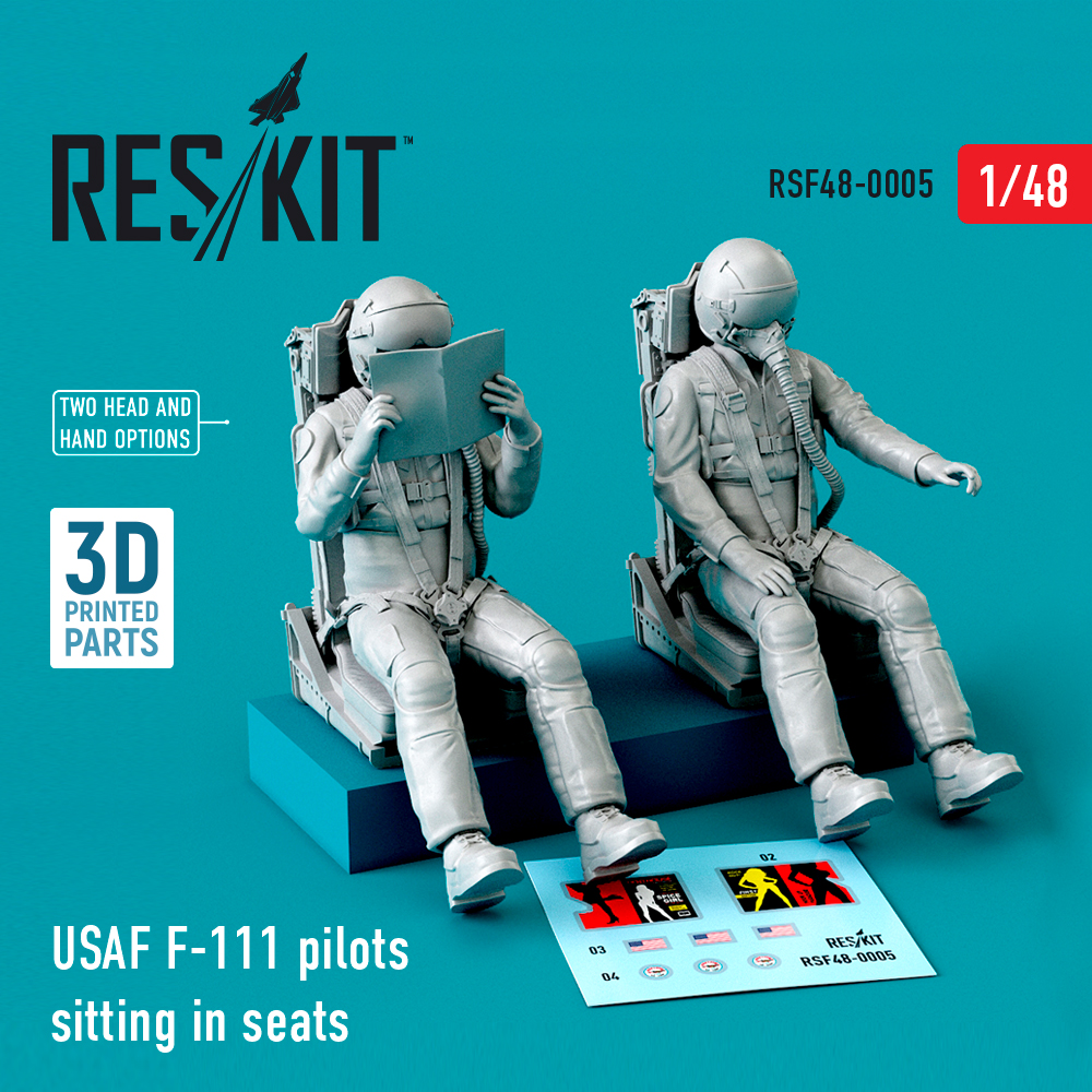 Дополнения из смолы 1/48 USAF General-Dynamics F-111 pilots sitting in seats (2 pcs) (ResKit)