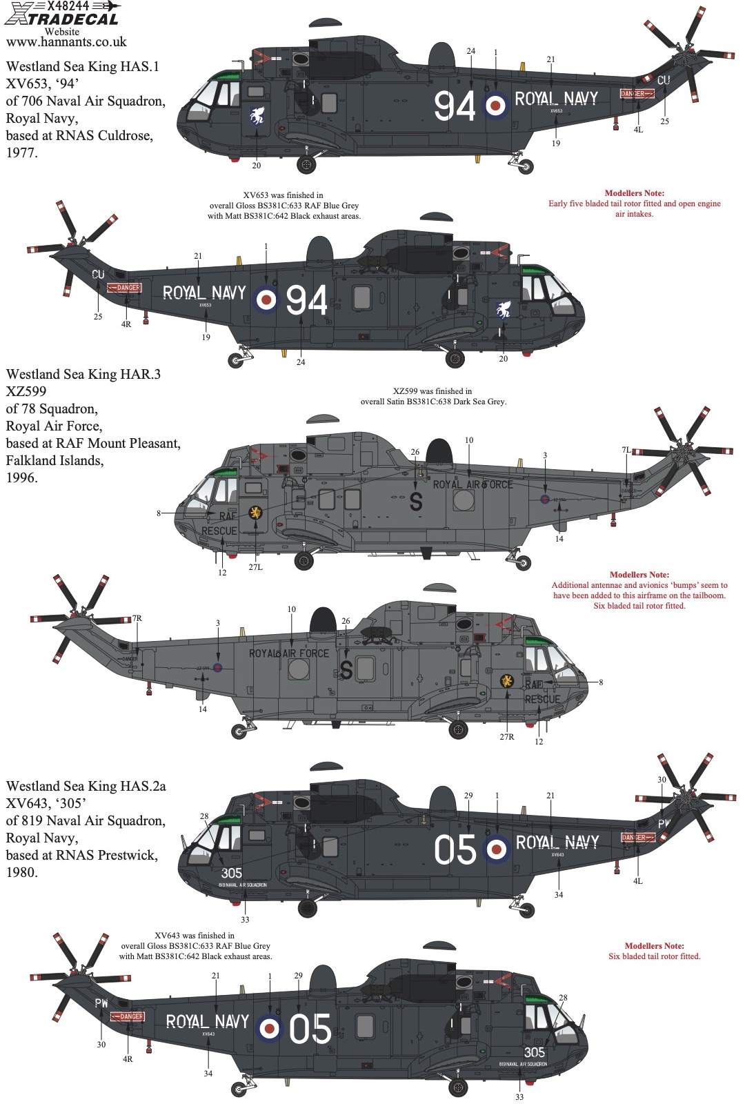 Декаль 1/48  Westland Sea King Collection Pt2 (7) (Xtradecal)