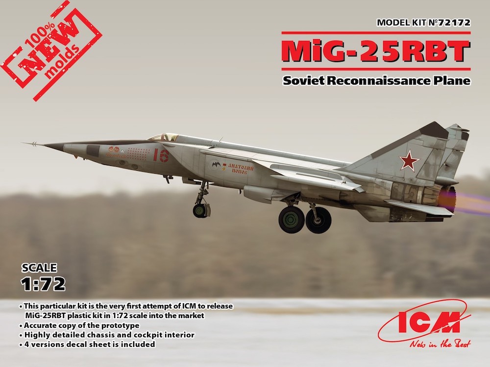 Сборная модель 1/72 Советский разведывательный самолёт МиГ-25РБТ (ICM)