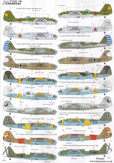 Декаль 1/72 Tupolev SB-2 (10) (Xtradecal)