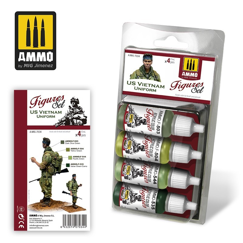 Набор акриловых красок US Vietnam Uniform Figures Set (Ammo Mig) (4x17ml)