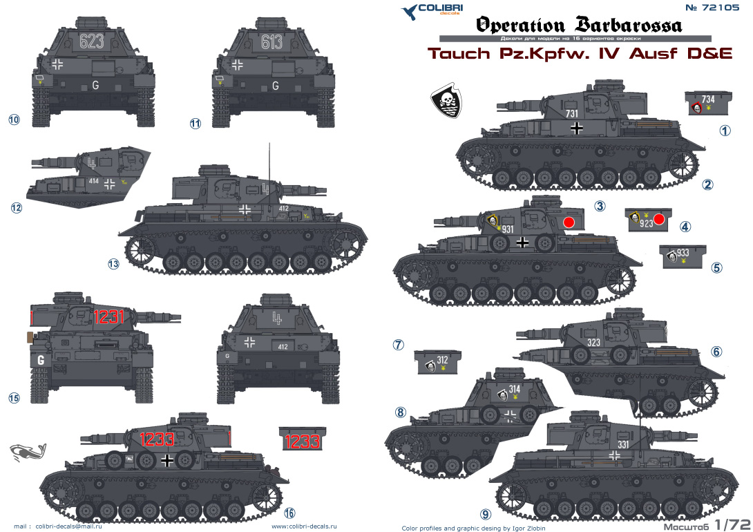 Декаль 1/72 Tauch Pz.Kpfw. IV Ausf.D & E Operation Barbarossa (Colibri Decals)