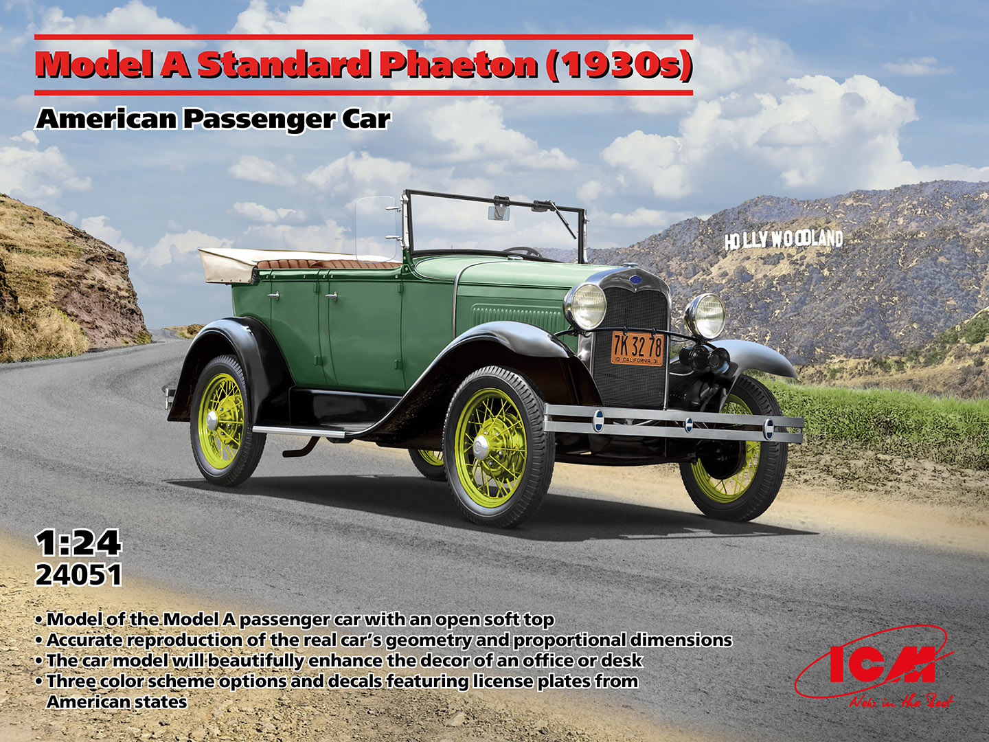 Сборная модель 1/24 Model A Standard Phaeton (1930s) (ICM)
